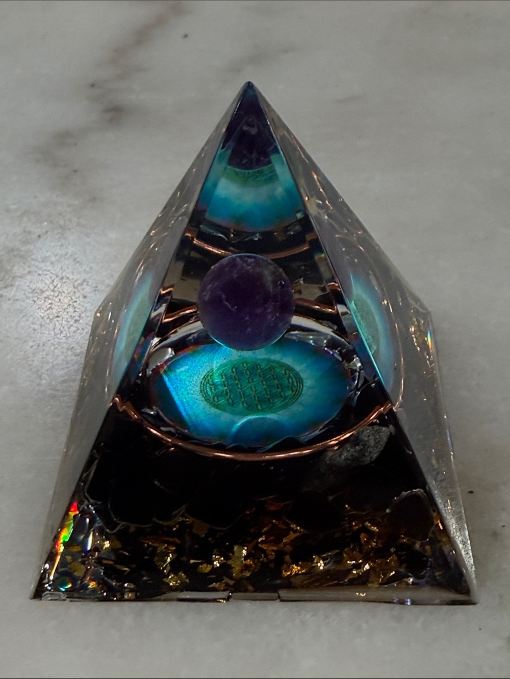 Amethyst Orgonite Pyramid Decorative Home Accent - Picture 4 of 6